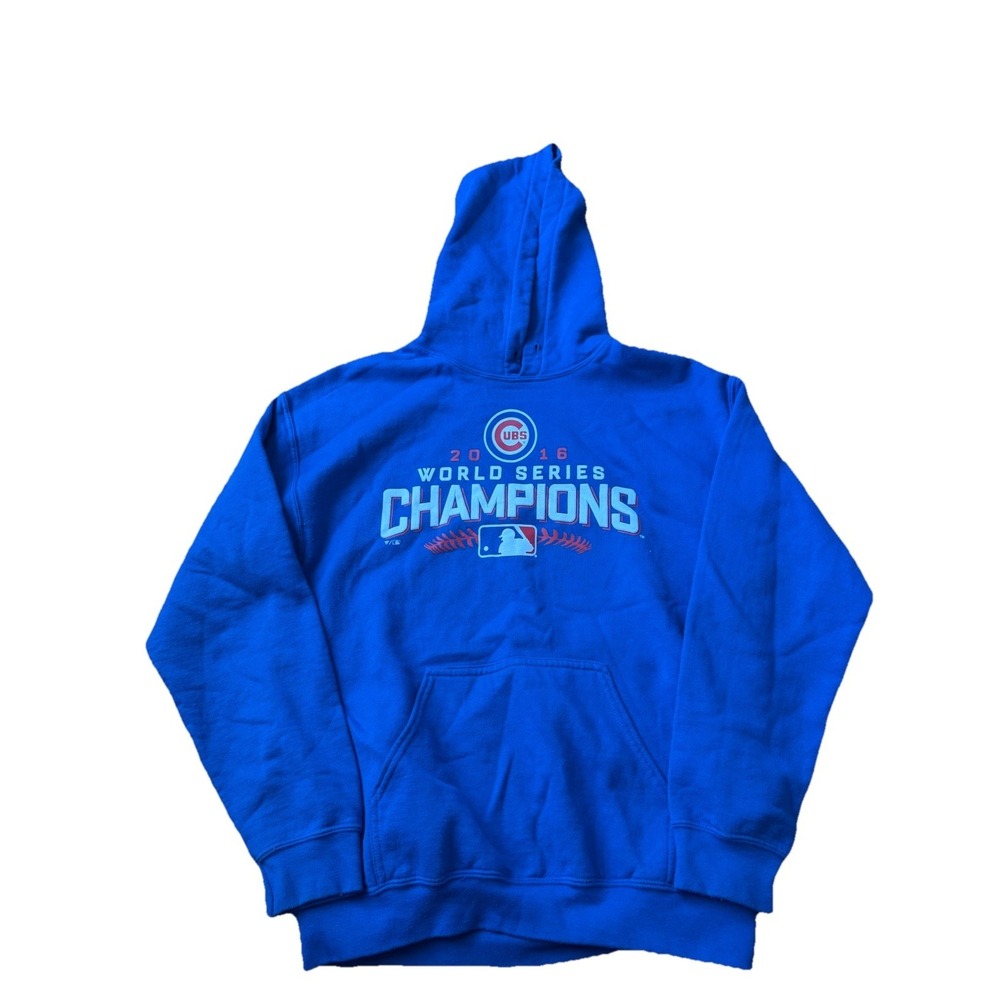 Chicago Cubs 2016 World Series Champs Hoodie Pullover Blue Size Medium